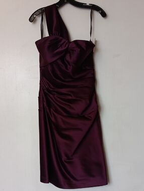 Vintage Bill Levkoff One-Shoulder Satin Dress in Plum